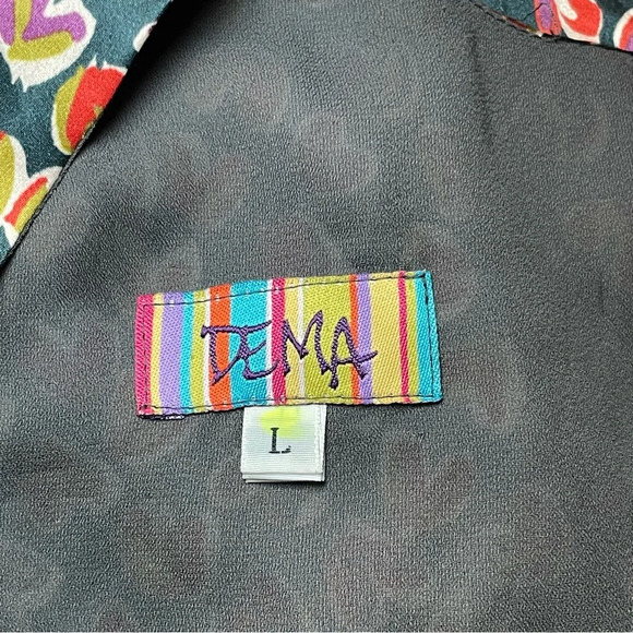 DEMA 100% Silk Hearts Floral Mixed Print Sleeveless Dress Large Party Valentines - Picture 6 of 11